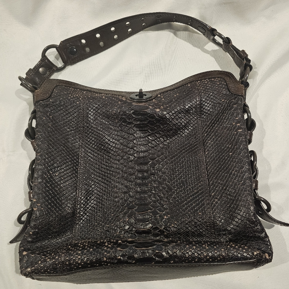Coach Embossed Python Hobo Leather Purse - image 1